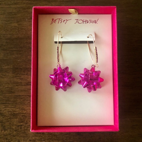Betsey Johnson Jewelry - NWT Betsy Johnson Pink Bow Earrings